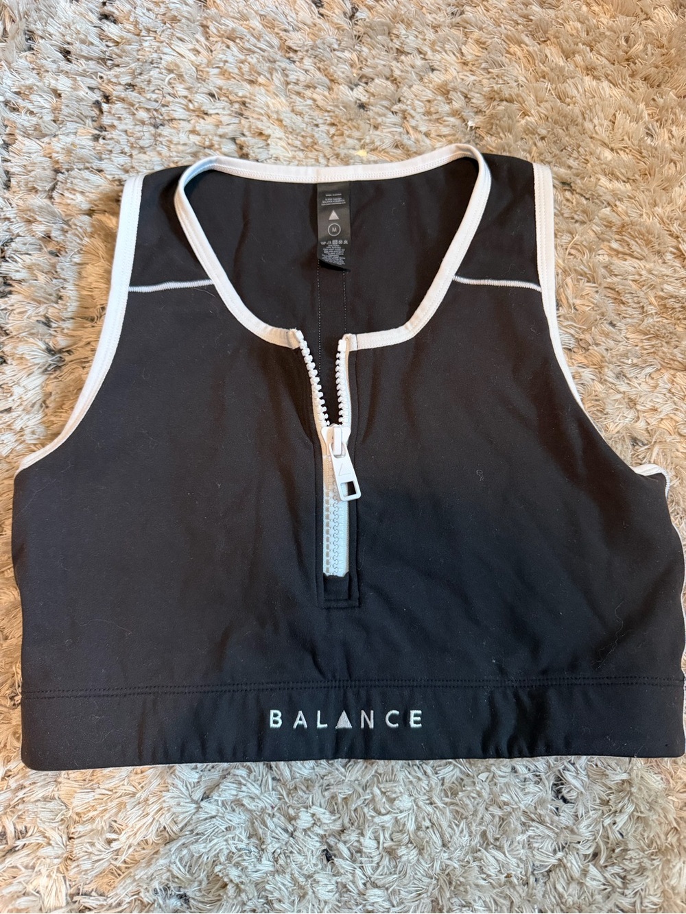 Balance Athletica Black Sports Bra with White Trim